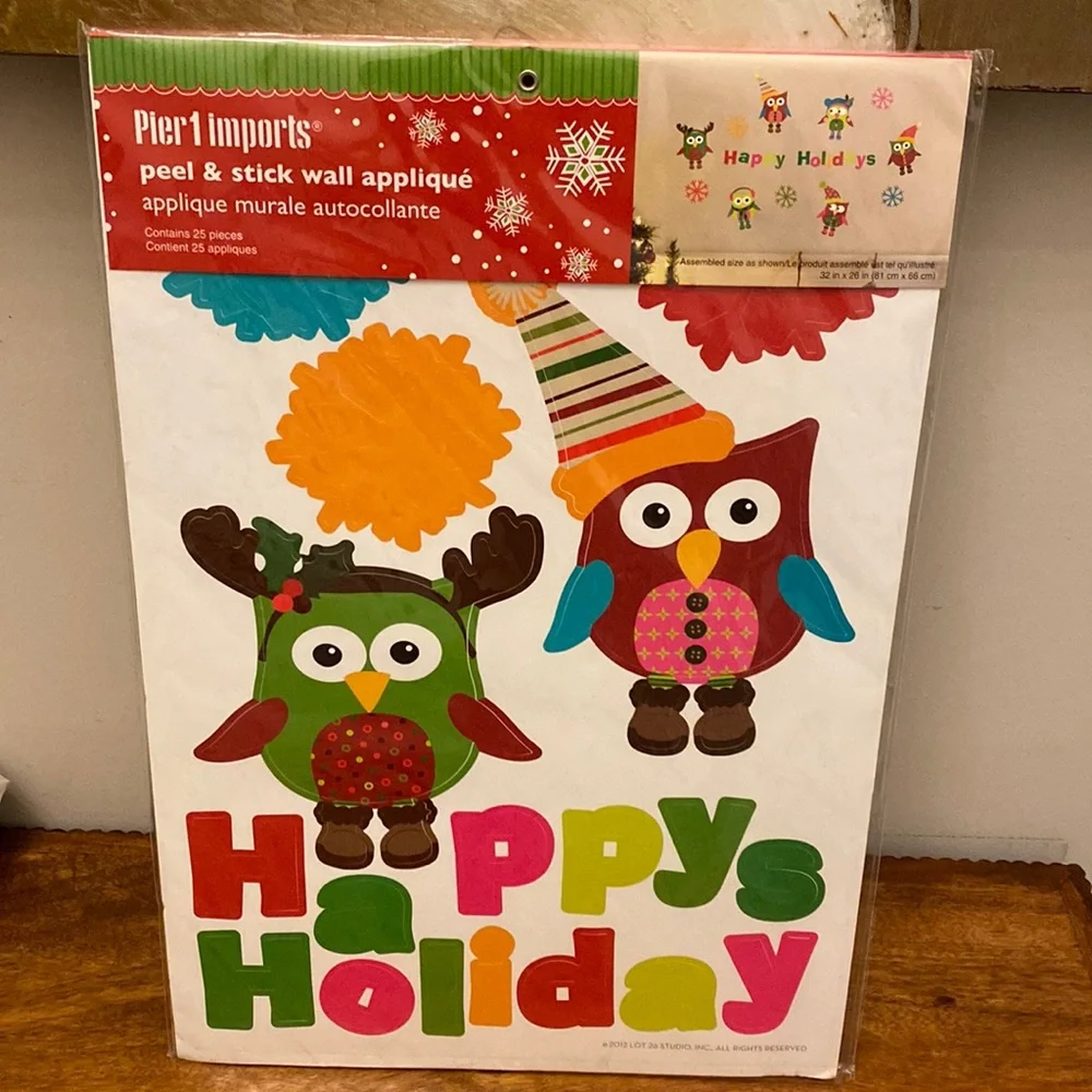 NWT Pier 1 Peel and Stick Holiday Owls Decor 25 Pcs SKU 2637265